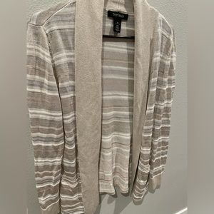 WHBM white/beige metallic knit open cardigan - size M